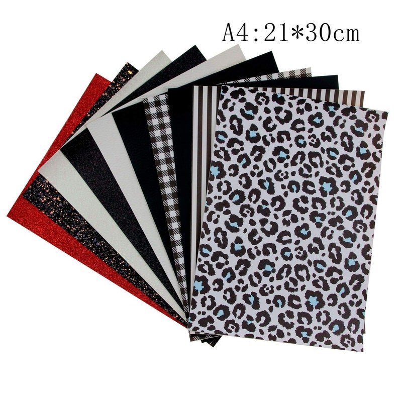 Litchi 10 Pieces 8x12 Inch Faux Leather Sheets Include Fine Chunky Glitter Printed for Leather Bows Earrings Making - Image 4